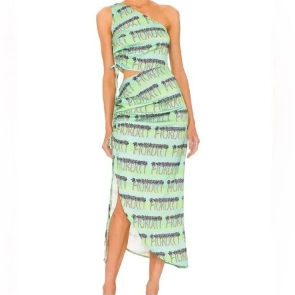 Fiorucci palm print one shoulder dress - Picture 2 of 6